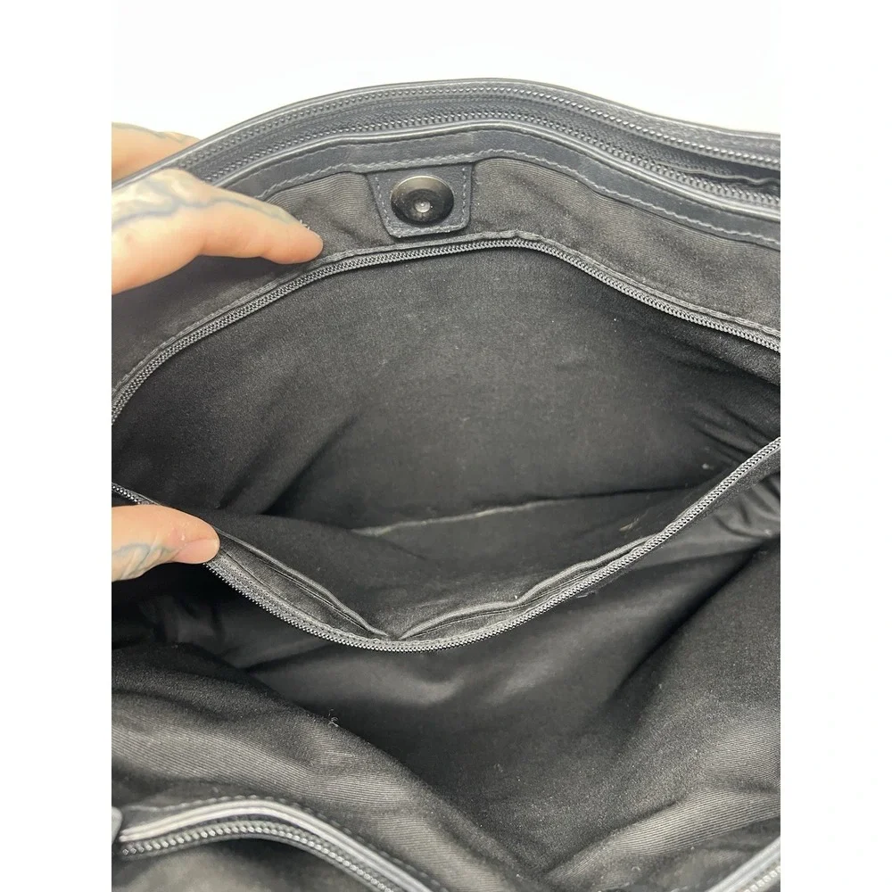 COACH F71072 Gray‎ Black Tattersall Metropolitan Tote Messenger Briefcase Bag